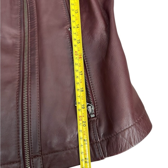 Andrew Marc New York Burgundy Leather Moto Jacket Sz M - Picture 4 of 9